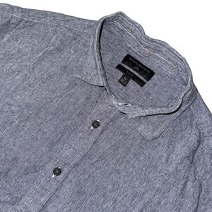 Banana Republic Linen Short‎ Sleeve Button Down Shirt Mens XL Slim Fit Blue